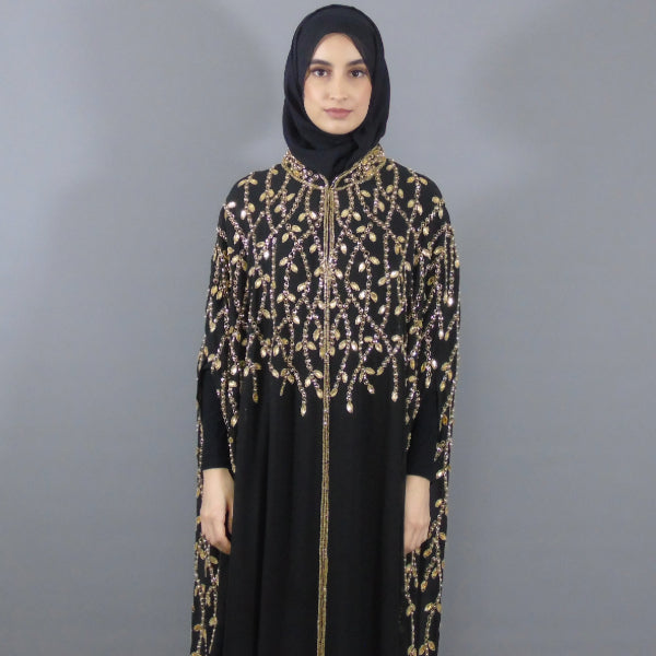 Premium Cape Abaya - Gold Embellished