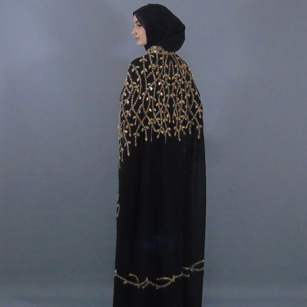 Premium Cape Abaya - Gold Embellished