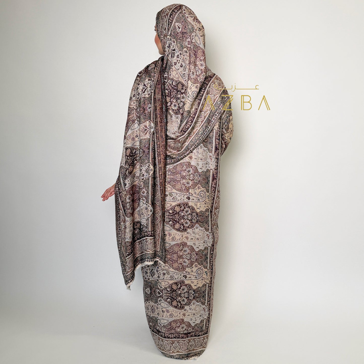 Azba Paisley Pashmina Abaya with Matching Shawl