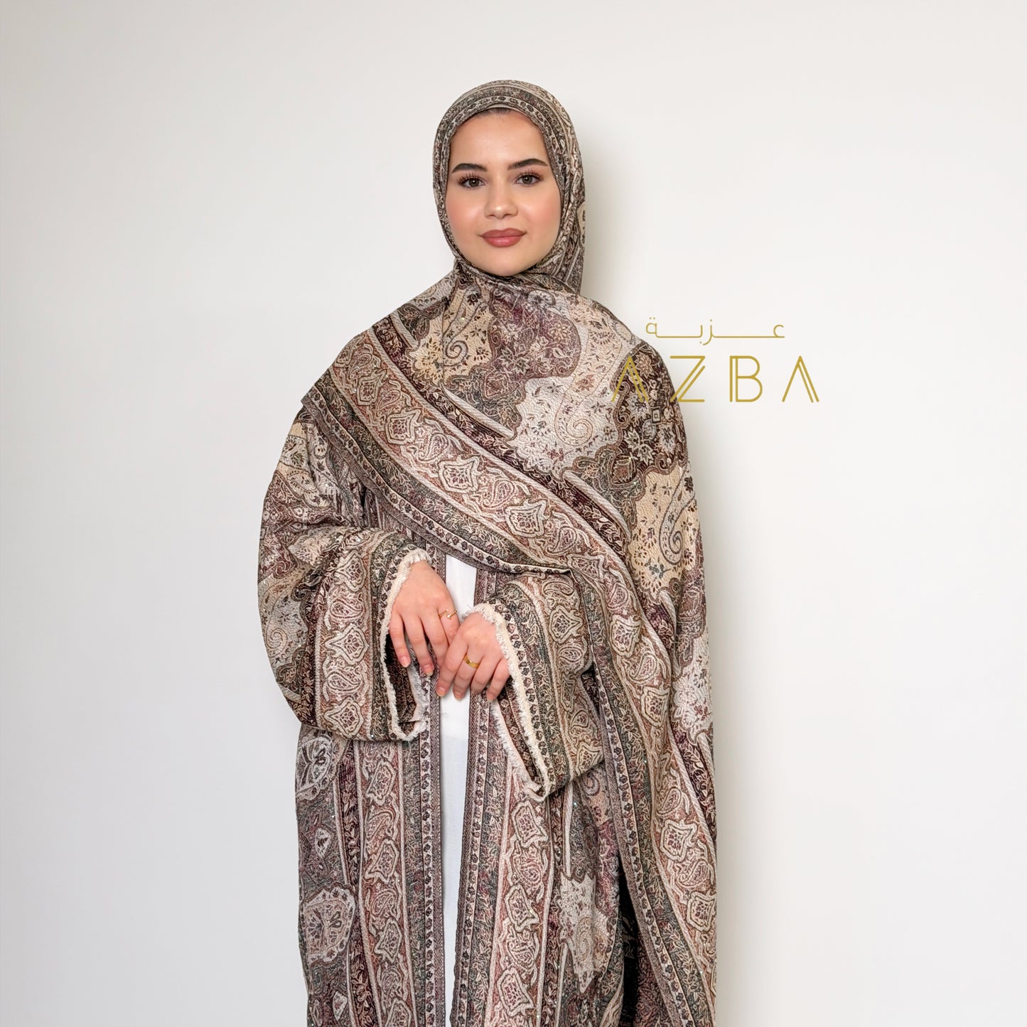 Azba Paisley Pashmina Abaya with Matching Shawl