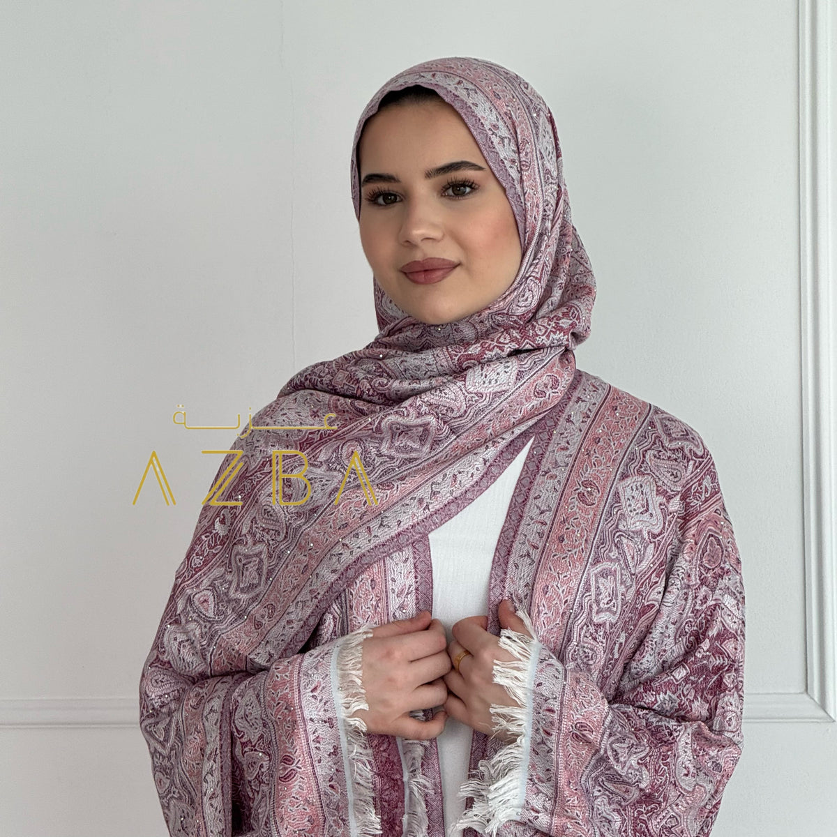 Api Azba Pashmina Abaya set Blush Pink – Azba London