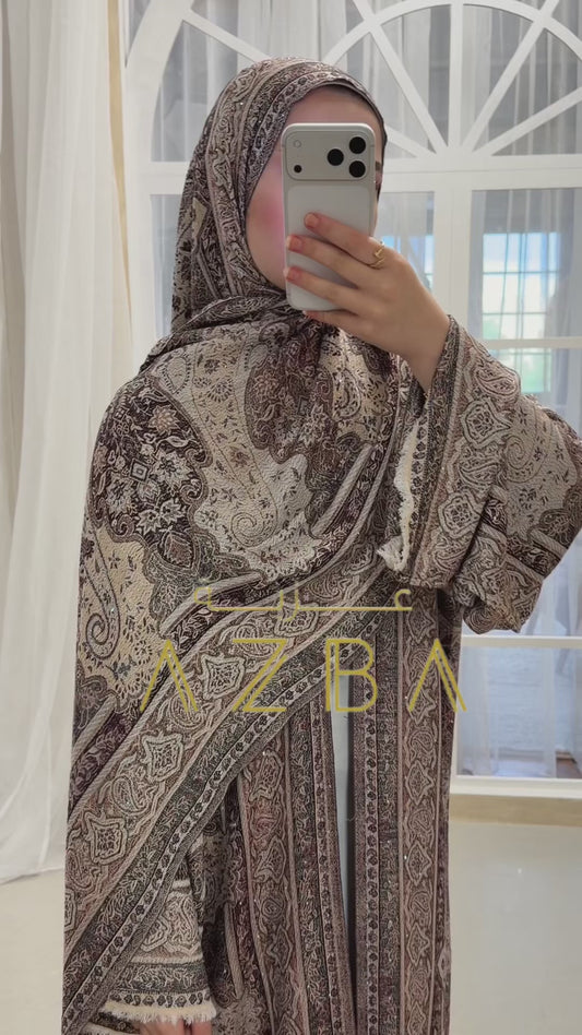 Azba Paisley Pashmina Abaya with Matching Shawl
